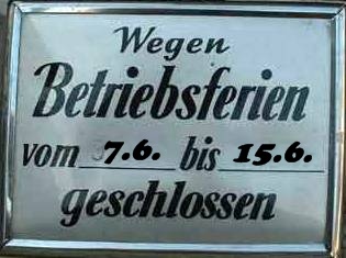 Betriebsferien Betriebsferien
