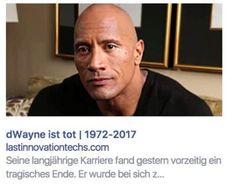 Promitod als Deppenköder: Facebook Fake News